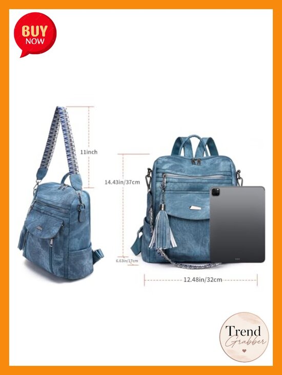 Faux Leather Convertible Backpack Purse for Women Travel Daypack